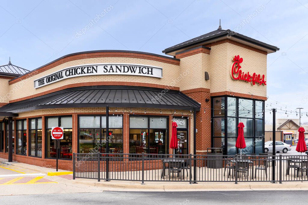 Kildeer, IL, USA - April 10, 2025: A Chick-Fil-A logo at a store in Kildeer. Chick-fil-A is one of the largest American fast food restaurant chains with a focus on their chicken.