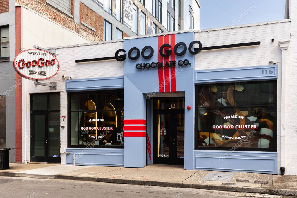 Nashville, TN, USA - March 8, 2025: Goo Goo Chocolate Company is located in Nashville, TN creating Goo Goo Clusters and other sweets.