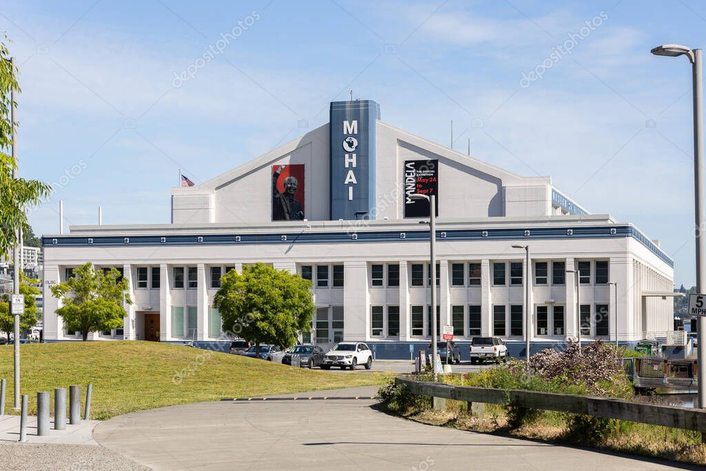 Seattle, WA, USA - May 30, 2025: Museum of History and Industry, MOHAI, is a history museum located in the South Lake Union neighborhood in downtown Seattle.
