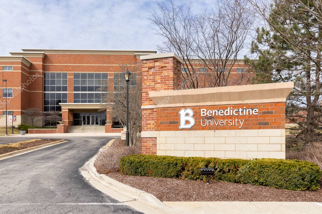 Lisle, IL, USA - March 18, 2025: Benedictine University is a private Catholic university with campuses in Illinois and Arizona.