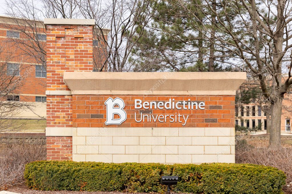 Lisle, IL, USA - March 18, 2025: Benedictine University is a private Catholic university with campuses in Illinois and Arizona.