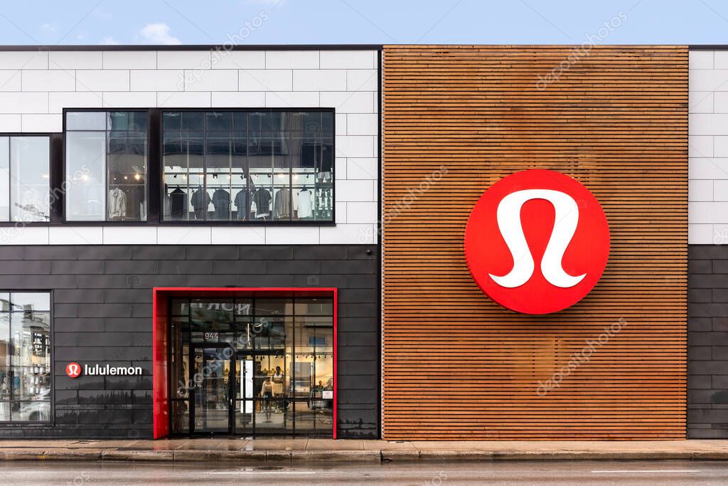 Chicago, IL, USA - April 23, 2025: Lululemon is a premium athletic clothing company founded in Canada in 1998 and grown to have over 700 stores worldwide and also sells online.