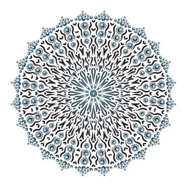 Mandala. Dekoratif yuvarlak süs. Hint tasarım elementleri Yoga logoları. Renkli vektör illüstrasyonu