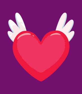 Kanatlı kalp sevgililer günü vektör illüstrasyon klibiyle