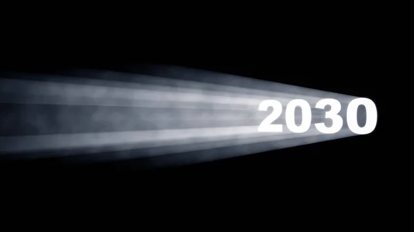 2030 Happy New Year Фон Дизайн Свет Пронзает Дыру Цифры — стоковое фото