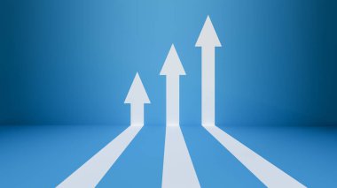 3D İş Arrow Yönetmeni Başarı İçin Kavram. Mali Büyüme Vizyonu Yükseliyor. Yatırım Çizelgesine Dönüş Karı Artır