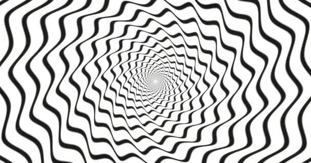 Hypnotische Psychedelische Zwart Witte Optische Illusie Animatie Loop — Stockvideo
