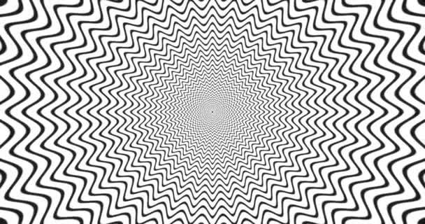 Animación Hipnótica Ilusión Óptica Blanco Negro — Vídeos de Stock
