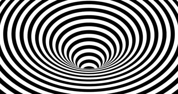 Hypnotic Psychedelic Black White Optical Illusion Animation Loop — Stock Video