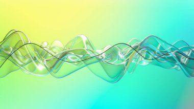 Gradyan Arkaplan Üzerinde 3B Renkli Sıvı Yansıtıcı ve Şeffaf Şekil