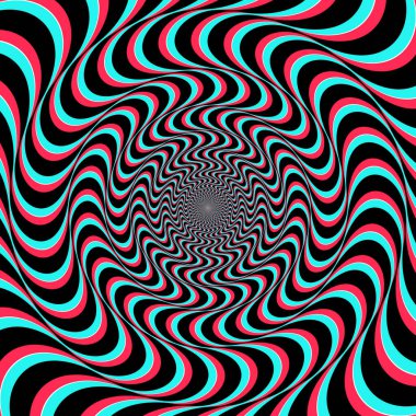 Hipnotik Psikedelik Siyah, Su ve Pembe Optik İllüzyon