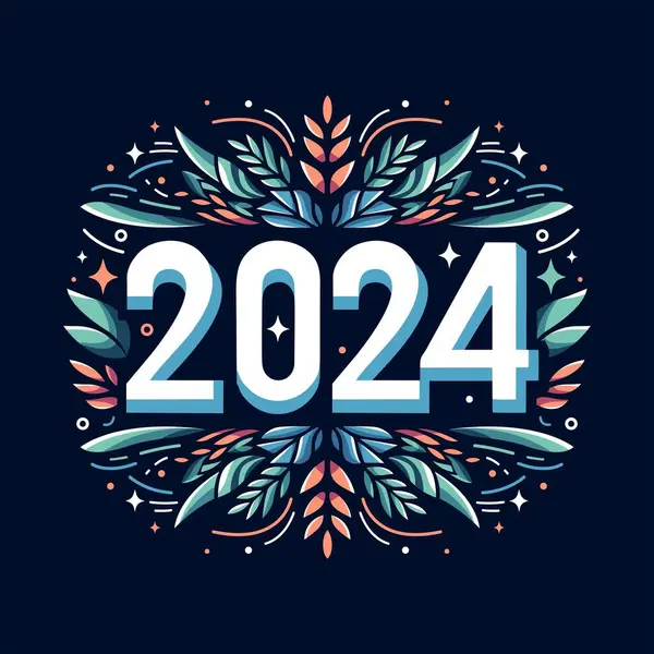Новим 2024 Роком Векторні Святкові Ілюстрації Дизайном Тексту Логотипу 2024 Стоковий вектор