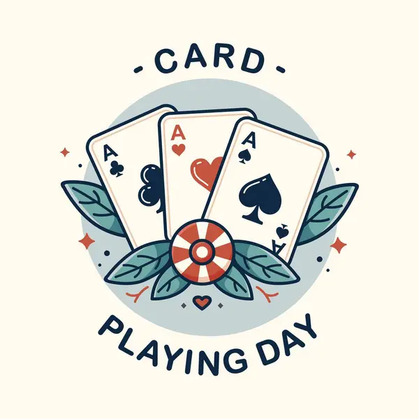 Diseño Del National Card Playing Day Aislado Sobre Fondo Crema Vectores de stock libres de derechos