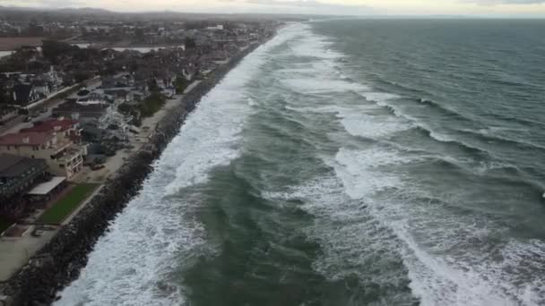 Drone Vue Aérienne Une Côte Plage Ville Californie Sud Avec — Video