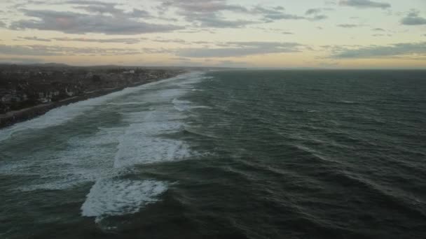 Aerial View Drone Shot City Beach Coastline South California Blue — Αρχείο Βίντεο
