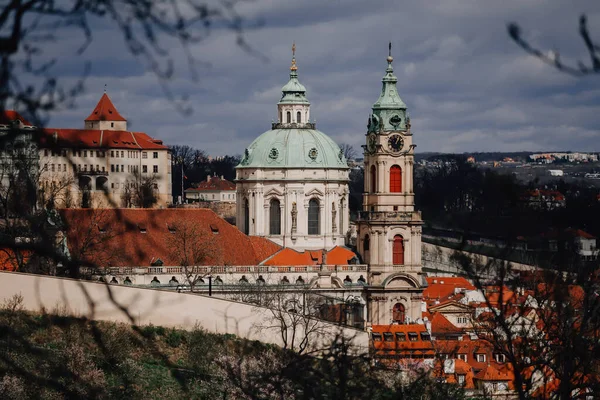 Prag Tschechien März 2023 Altstadtpanorama Vom Petrin Hügel Rote Dächer — Stockfoto