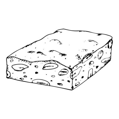 Görünür badem ve fındıklı istiflenmiş fındık parçalarının el çizimi vektör çizimi. Geleneksel Noel tatlı turonu. Tatlı menüleri, şekerleme paketleme ve tatil temalı tasarımlar için ideal..