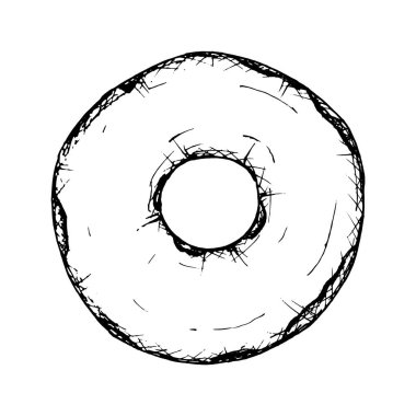 Klasik bir çöreğin el yapımı basit bir siyah beyaz vektör çizimi. Fırın markaları, pastane markaları, tatlı menüleri, atıştırmalık paketleri, aşçılık ya da tatil projeleri için mükemmel..