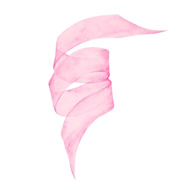 Zarif kıvrımlı ve yumuşak eğimli pembe suluboya kurdele. Düğün davetiyeleri, tebrik kartları, şenlik tasarımı, hediye ambalajı ve...