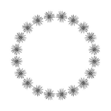 Papatya gibi kır çiçeklerinden yapılmış yuvarlak bir çelenk. Ekinezya, papatya, Calendula ya da Rudbeckia 'ya benzeyen şekiller içerir. Çay, kozmetik, mevsimlik kartlar ve düğün tasarımları için ideal