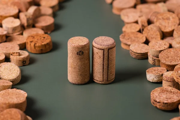 Símbolo Reciclaje Corcho Vino Para Uso Secundario Preservación Ecología Del — Foto de Stock