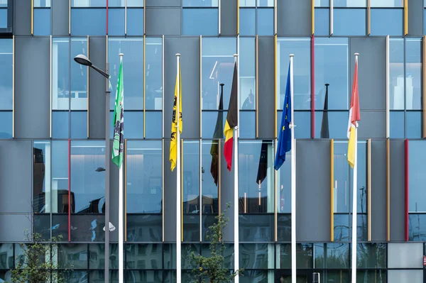 Aalst Flämisch Brabant Belgien 2022 Fassade Und Flaggen Des Stadtzentrums — Stockfoto