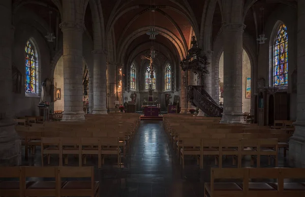 stock image Ternat, Flemish Brabant Region, Belgium, 11 04 2022 - Interior design of a gothic catholic church