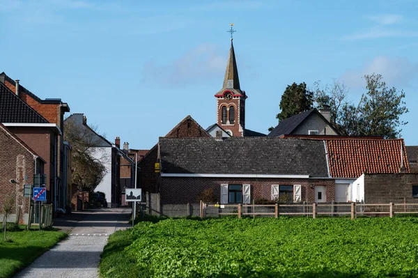 Asse Ter Heide Flemish Brabant 2022 Blue Sky上的村庄和农田 — 图库照片