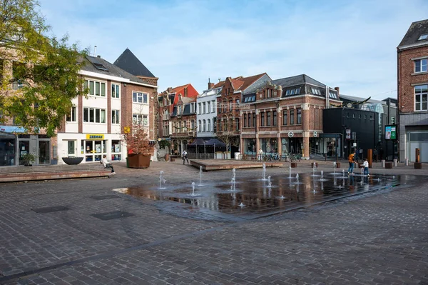 Aarschot Flemish Brabant Belgium 2022 Historical Facades People Old Market — Stock Photo, Image