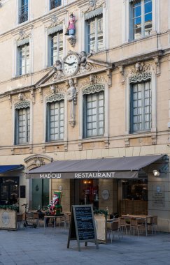 Nimes, Occitanie, France, 12 31 2022 - Facade of the Madow restaurant in old town