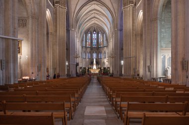 Montpellier, Occitanie, France, 12 28 2022 - Interior design of the gothic Saint Peter cathedral