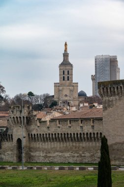 Avignon, Vaucluse, France, 12 29 2022 - Panoramic view of old town with historical buildings in the background