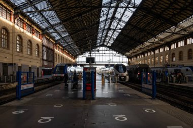 Marseille, Provence, France, 12 31 2022 - Interior design of the Saint Charles railway station with platforms and rails