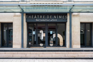 Nimes, Occitanie, France, 12 31 2022 - Facade and entrance of the local theater