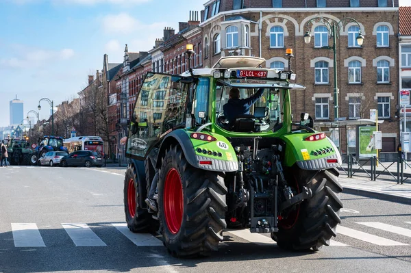 Koekelberg Daerah Ibukota Brussel Belgia Maret 2023 Petani Memprotes Dengan — Stok Foto