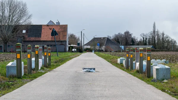 Merchtem Flemish Brabant Region Belgium Feb 2023 Tractor Speed Bump — Stock Photo, Image