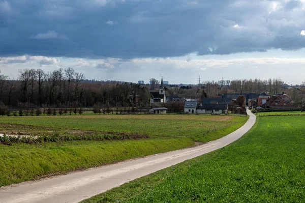 Ländlicher Weg Zum Dorf Ossel Merchtem Flämisch Brabant Belgien — Stockfoto