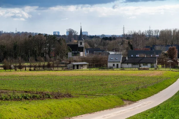 Ländlicher Weg Zum Dorf Ossel Merchtem Flämisch Brabant Belgien — Stockfoto