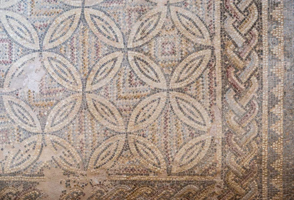 stock image Paphos, Paphos District, Cyprus - March 23 , 2023 - Decorated floors with mosaic tiles with ancient Greek mythology