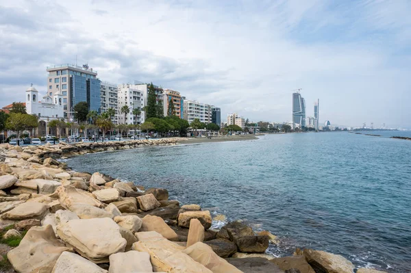 Limassol Кіпр Березня 2023 Вид Скелі Затока Високе Підвищення Задньому — стокове фото