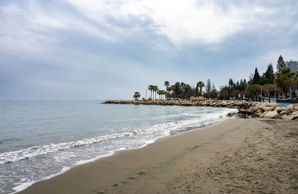 Лімасол Кіпр Березня 2023 Року Піщаний Пляж Поблизу Старого Порту — стокове фото