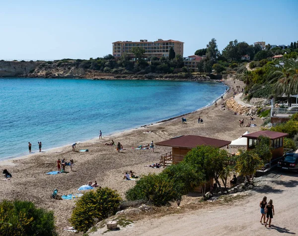 Coral Bay Cyprus Maart 2023 Mensen Wandelen Ontspannen Aan Het — Stockfoto
