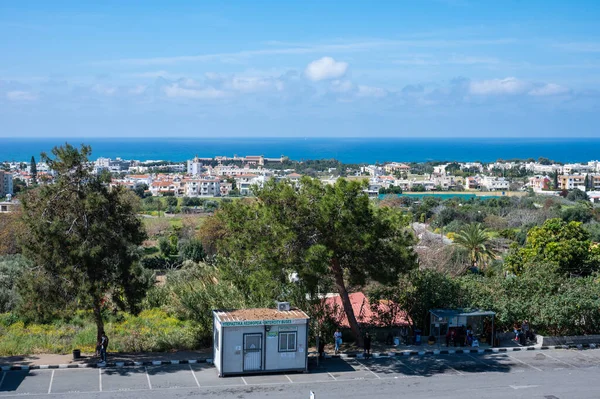 Paphos Cyprus Maart 2023 Hoge Hoek Uitzicht Het Centraal Busstation — Stockfoto