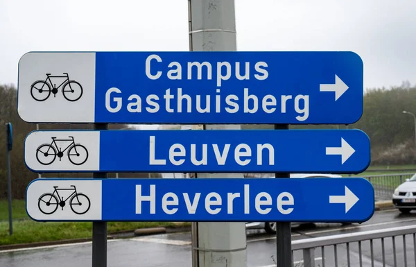 Leuven Flemish Brabant Region Belgium April 2023 Cyclist Traffic Signs — Stock Photo, Image