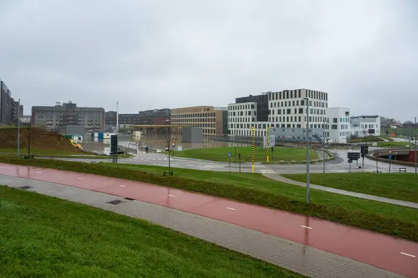 stock image Leuven, Flemish Brabant Region, Belgium - April 1, 2023 - The Gasthuisberg hospital campus during a rainy day