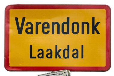 Varendonk, Laakdal Belçika - 21 Nisan 2023 - Varendonk Laakdal belediyesinin yol işareti