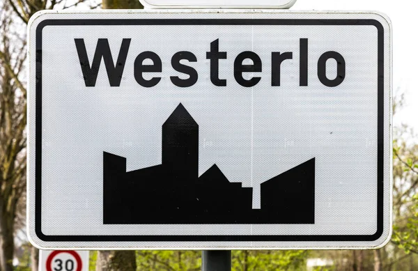 Вестерло Бельгія Квітня 2023 Дорожній Знак Села Вестерло — стокове фото