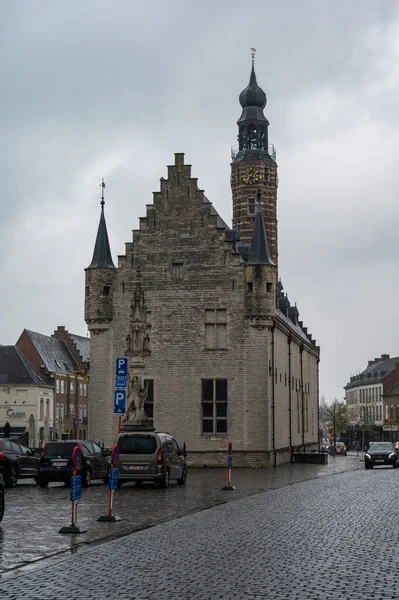 Herentals Provincie Antverpy Belgie Dubna 2023 Starobylé Náměstí Dešti — Stock fotografie
