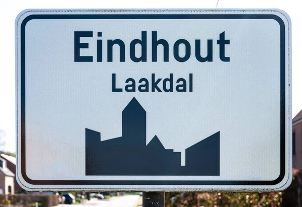 Eindhout Laakdal Flandria Belgia Kwietnia 2023 Czarno Biały Znak Drogowy — Zdjęcie stockowe