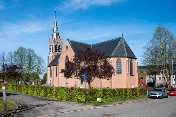 Zammel Flandria Belgium 2023 Április Zammel Katolikus Temploma Kék Ellen — Stock Fotó